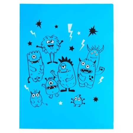 A4, 180 μm folder, calligrata "monsters", translucent, with a print. Mix-2