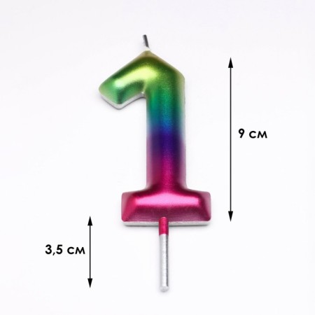Candle in the cake "Watercolor", number 1, 9 cm, giant-2