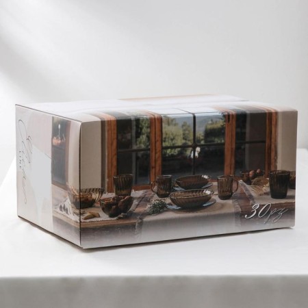 Elica table set, 30 items, brown color-9