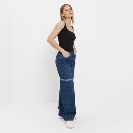 Women's jeans, dark blue color, size 34 (40)-3