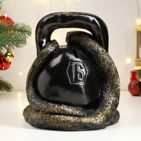 The piggy bank "Snake with weights" is black, 25 cm-3