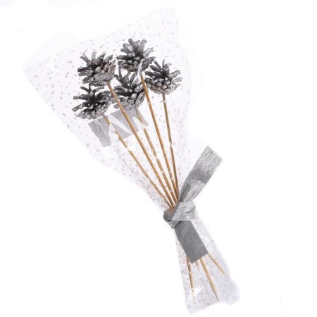 New Year's decor "Bouquet of silver cones"-3