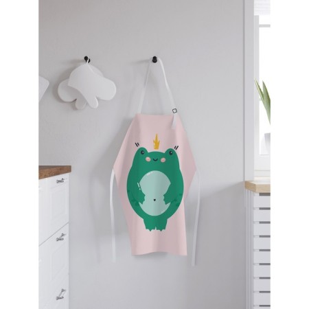Apron kitchen with a “contented frog” photo print, adjustable, size OS-1