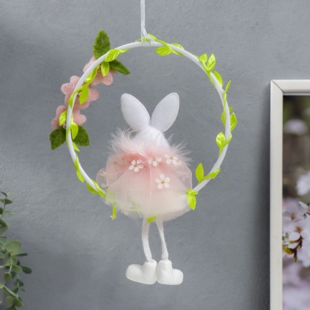 Souvenir suspension "Bunny on a wreath with flowers" mix 15x21 cm-2