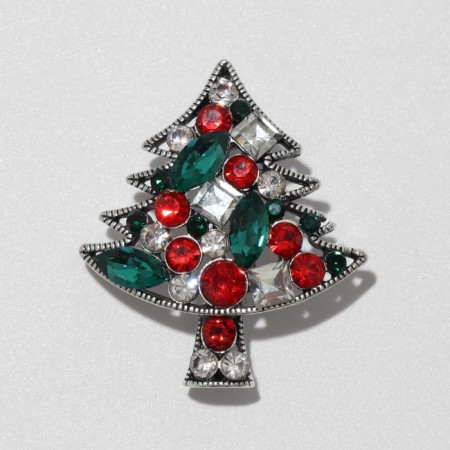 Brooch "Christmas tree" mini, color in black silver