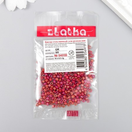 Beads "Zlatka" 08/0, 3 mm, 10 g 0405b red-2