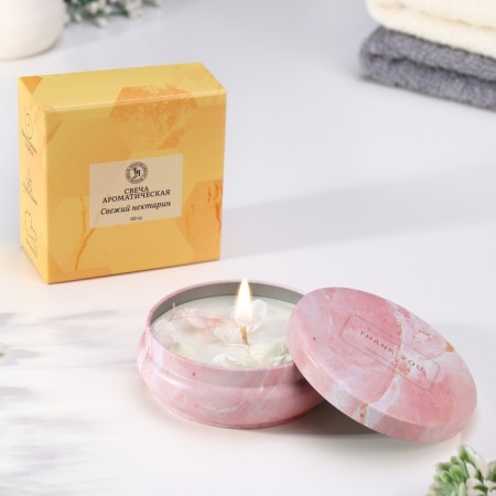 Aromatic candle made of soy wax with dried color "fresh nectarin", 3x8.5 cm, 110 g