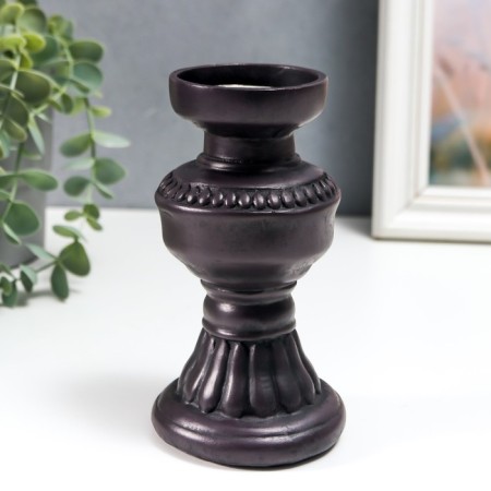 Polystone candlestick for 1 candle “Highland” black, candle included 15x8.5x8.5 cm-1