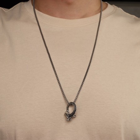 Unisex "Dragon" in a circle, color black silver, 70 cm-1