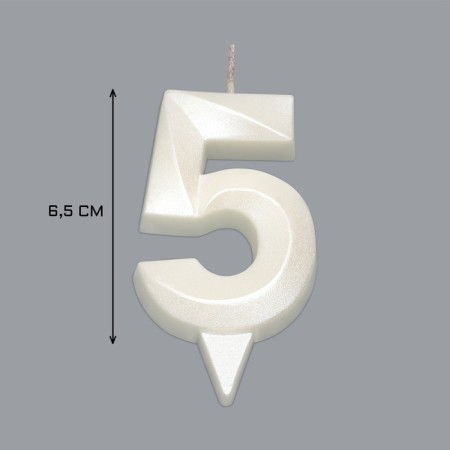 Candle in the Cake "Fine", number "5", pearl, 6.5 cm-2