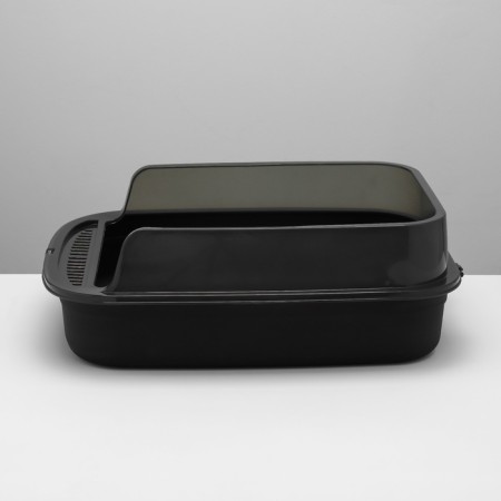Toilet with transparent sides with a scoop and filter, 50 x 34 x 18 cm, black-6