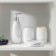 A set of accessories for the bathroom "Marble", 4 items (400 ml dispenser, soap dish, 2 glasses), white color