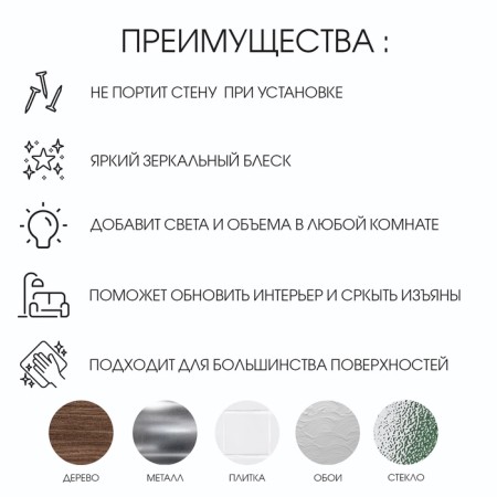 Interior stickers "Intrins", mirror, decor on the wall, panel 36 x 35 cm, 12 email-1