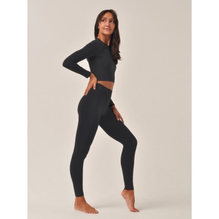 Crop Top female with long sleeves Crop Top Manica Lunga, size 48, black color-4