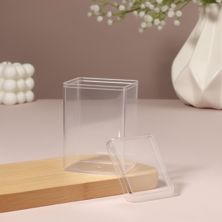 Organizer for cotton sticks, with a lid, 6.5 × 5.8 × 9.5 cm, in a package, transparent-2