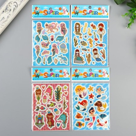 Stick Plastic "Mermaids" Golden stroke mix 16x9.8 cm set 10 pcs-4