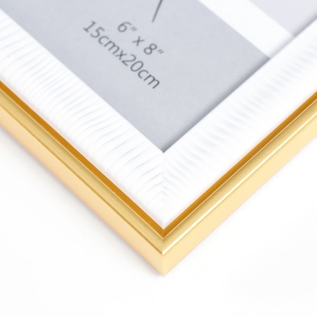 Photo frame plastic 15x20 cm "Below strips" white with gold stroke 22.8x17.8 cm-2