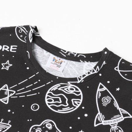 T -shirt for a boy, black color/space, height 128 cm-1