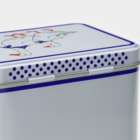 Bank for bulk products "geese", 2.7 l, 13.5 x 9.5 x 21.5 cm, tin, white color in peas-7