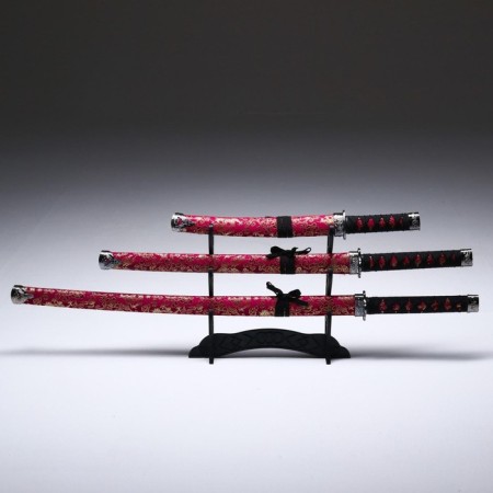 Suv. Product Katana 3V1 on a stand, scabbard fabric, dragons gold on red 47/70/89cm