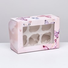Коробка для 6 капкейков с окном , "Вдохновения", 25 х 17 х 10 см