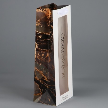 Gift package for a bottle, packaging, "congratulations", flowers, 36 x 13 x 10 cm-3