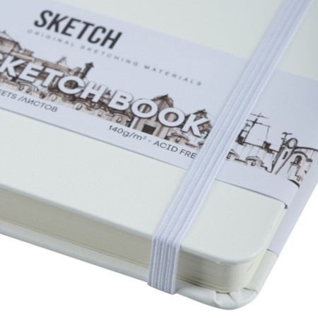 Sketchmarker sketchbook, 90 x 140 mm, 80 sheets, solid cover of artificial leather, white, block 140 g/m2-3