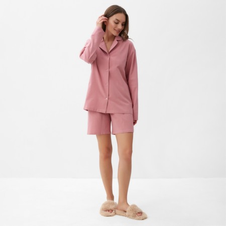 Пижама женская (рубашка и шорты) KAFTAN "Basic" р.44-46, розовый-1
