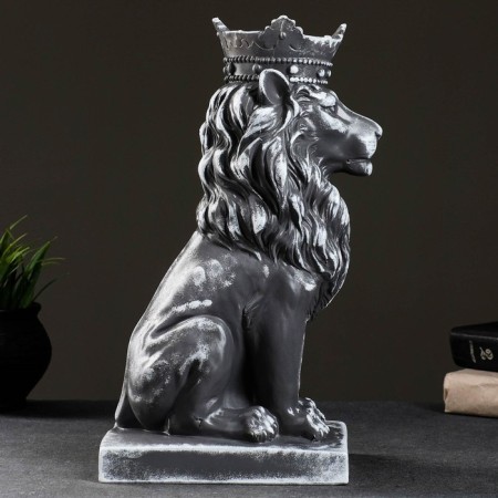 Piggy bank "Leo with the crown" Gray stone, 19x14x35cm-1