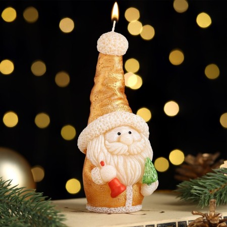 Decorative candle "Fairytale Santa", 5.7x5.8x13.2 cm, metallic