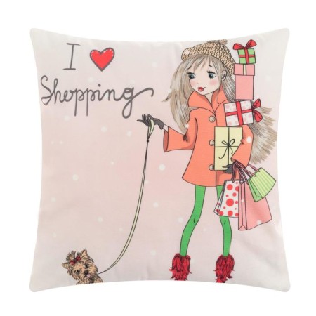 Pillowcase decorative Ethel girl stories »Shopping» 40x40 cm, velor