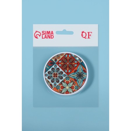 Folding mirror "stained glass", d = 7.3 cm, orange/blue color-3