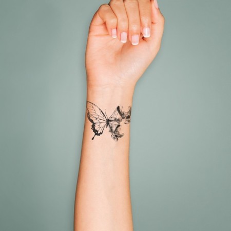 Tattoo on the body Black "black butterfly" 6x6 cm-2