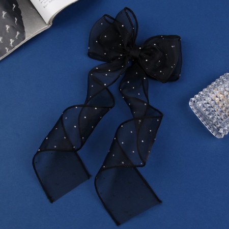 Hair clip "Schoolgirl" bow point, 12x30 cm, black-1