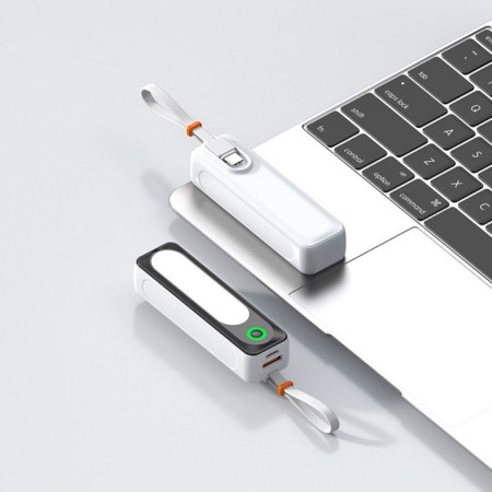 External battery DX151, 5000 mAh, USB, Type-C, Type-C cable, lantern, white