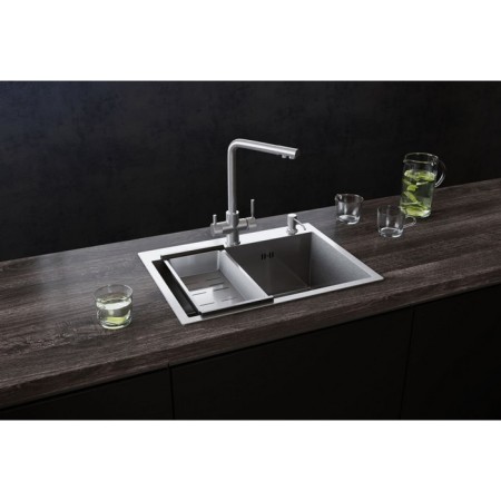 The kitchen washing Ulgran Steel, 500x450 mm, brushed steel-5