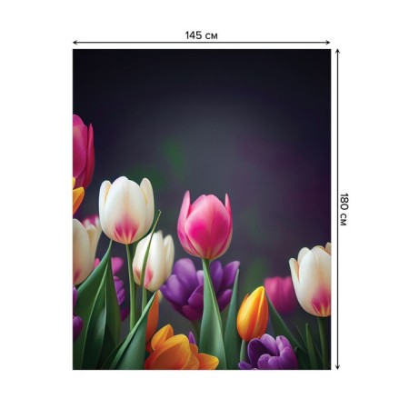 The tablecloth "Spring tulips", rectangular, Saten, size 145x180 cm-1