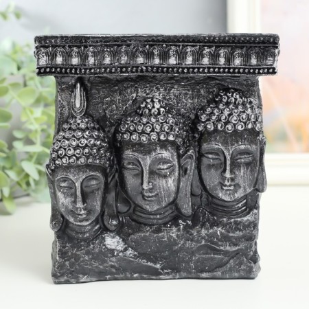 Souvenir Polystone candlestick for 3 candles "Three Buddha" 15.5x6x16.5 cm