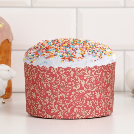 Paper forms for cupcake, muffins and kulich "red flora" 134x90 mm (packing 1400 pcs)