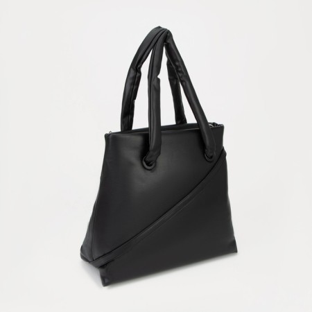 Soper bag with zipper, black color-1