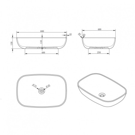 ABBER STEIN AS2620 sink, invoice, 600x400x130 mm, artificial stone, white-3