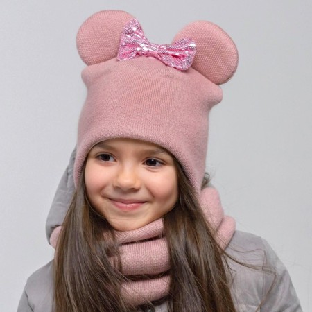 Hat for girls, color powder, size 42-46