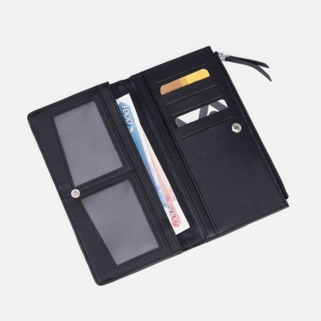 Women's wallet on the button, black color-4