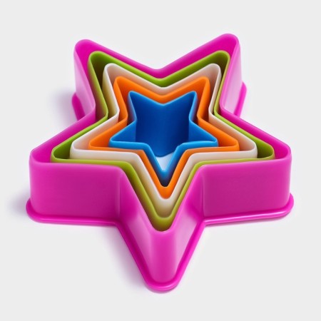 A set of forms for cutting the cookies “Zvezda”, 5 objects, 9.5 × 3.5 × 9.5 cm, color mix-4