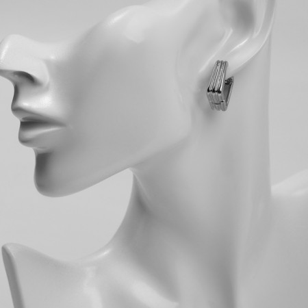 Earrings Metal "Chord" stripes, color silver-4