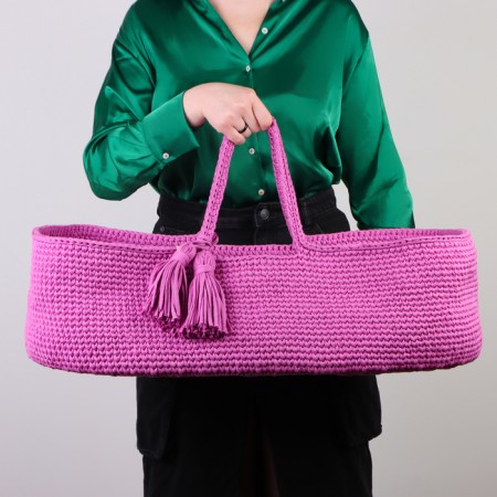 Luel with a mattress, 70 x 42 x 24 cm, pink, cotton-3