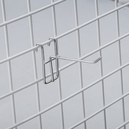 The hook on the grid is single, the color is chrome, d = 6 mm, l = 10 cm-1