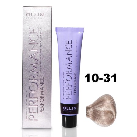 OLLIN PROFESSIONAL PERFORMANCE hair cream, tone 10/31 Light blond golden-fan, 60 ml