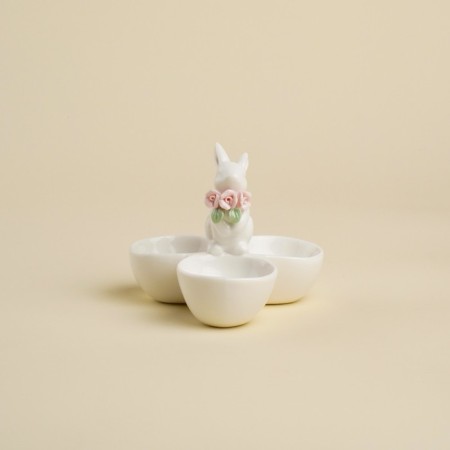Porcelain Mengoritsa SL Home "Rabbit", 3 cells, 30 ml, 11.5 × 9.5 cm, white color-1