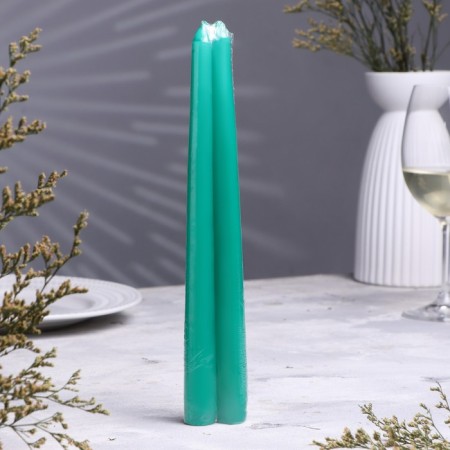 A set of antique candles, 2.2x 25 cm, lacquered 2 pieces, green-1